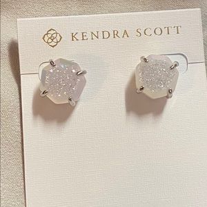 Kendra Scott White Iridescent Drusy Ryan Studs NWT